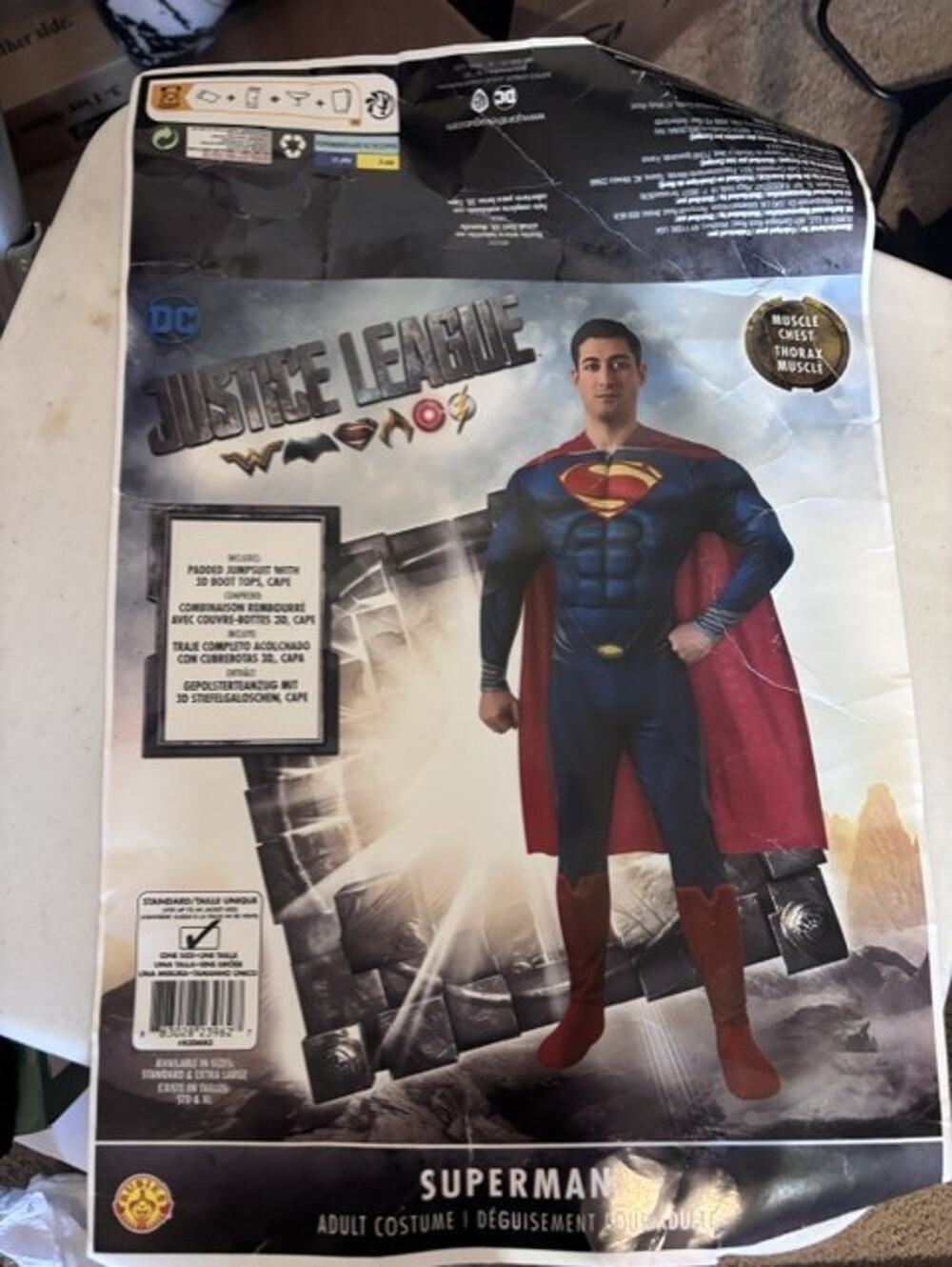 Mens Adult DC Justice League Superman Halloween Costume, OS